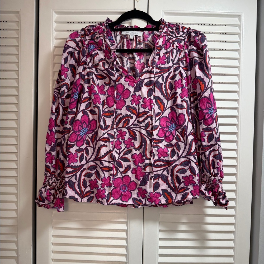 Sugarlips Pink and Purple Floral Blouse